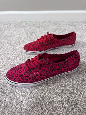 Vans Sneakers, Red Leopard Print, Size 8 Women, Size 6.5 Men